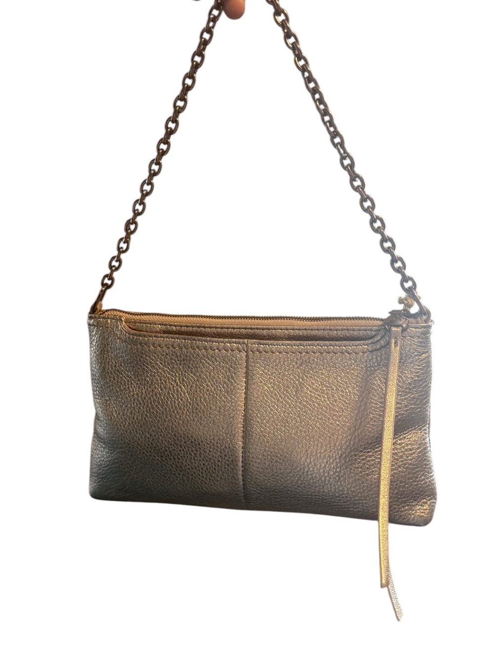 hobo Metallic Pewter Leather Chain-Handle Shoulder Bag